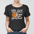 Womens This Girl Runs On Jesus And Basketball Christian Gift Women T-shirt