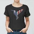 Womens Usa American Flag Dot Art Cute Bird Hummingbird 4Th Of July V2 Women T-shirt