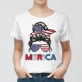 4Th Of July Merica Sunglasses Classy Mom Life Messy Bun Women T-shirt