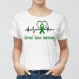 Adrenal Cancer Awareness Heartbeat Green Ribbon Adrenal Cancer Adrenal Cancer Awareness Women T-shirt