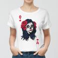 Halloween Sugar Skull With Red Floral Halloween Gift By Mesa Cute Women T-shirt