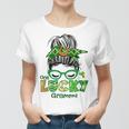 One Lucky Grammy Messy Bun Leopard St Patricks Day Women T-shirt