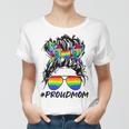 Proud Mom Lgbt Gay Pride Messy Bun Rainbow Lgbtq Women T-shirt
