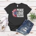 Peace Love Freedom America Usa Flag Sunflower Women T-shirt Unique Gifts