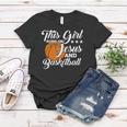 Womens This Girl Runs On Jesus And Basketball Christian Gift Women T-shirt Unique Gifts