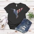 Womens Usa American Flag Dot Art Cute Bird Hummingbird 4Th Of July V2 Women T-shirt Funny Gifts