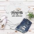 Baby Shower Text Design The Princess Has Arrived Women T-shirt Funny Gifts