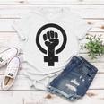 Feminist Raised Fist - Distressed Fitted Women T-shirt Funny Gifts