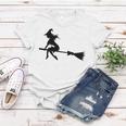 Halloween Young Scary Witch On Broom Pattern Women T-shirt Funny Gifts