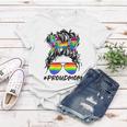Proud Mom Lgbt Gay Pride Messy Bun Rainbow Lgbtq Women T-shirt Unique Gifts