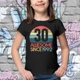 30Th Birthday Vintage Retro 30 Years Old Awesome Since 1992 Gift Youth T-shirt