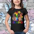 Be Kind Sign Language Hand Talking Lgbtq Flag Gay Pride Youth T-shirt