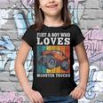 Just A Boy Who Loves Monster Trucks Kids Boys Truck Driver Youth T-shirt