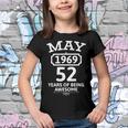 May 1969 52 Years Of Being Awesome 52Nd Birthday 52 Years Old Youth T-shirt