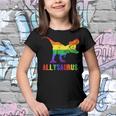 T Rex Dinosaur Lgbt Gay Pride Flag Allysaurus Ally Youth T-shirt