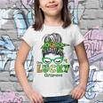 One Lucky Grammy Messy Bun Leopard St Patricks Day Youth T-shirt