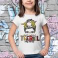 Teeball Mom Leopard Ball Mom Messy Hair Bun Mothers Day Youth T-shirt