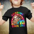 10 Years Old 10Th Birthday Sloth Awesome Since 2012 Youth T-shirt