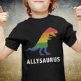 Allysaurus Dinosaur In Rainbow Flag For Ally Lgbt Pride Youth T-shirt