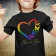 Butterfly Heart Rainbow Love Is Love Lgbt Gay Lesbian Pride Youth T-shirt