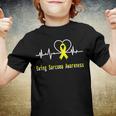 Ewings Sarcoma Awareness Heartbeat Yellow Ribbon Ewings Sarcoma Ewings Sarcoma Awareness Youth T-shirt