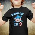Kids 9 Years Old Boy Watch Out Shark 9Th Birthday Tee Youth T-shirt