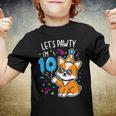 Lets Pawty Im 10Th Birthday Corgi 10 Years Old Birthday Youth T-shirt