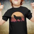 Moon Sunset Retro Howling At 80S Vintage Wolf Halloween S Youth T-shirt