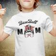 Bleached Baseball Mom Messy Bun Player Mom Mothers Day Youth T-shirt