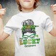 One Lucky Grammy Messy Bun Leopard St Patricks Day Youth T-shirt