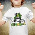 One Lucky Grandma Messy Bun Leopard St Patricks Day Youth T-shirt