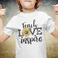 Teach Love Inspire Sunflower Teacher Inspirational Quotes Cute Lettering Youth T-shirt