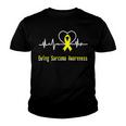 Ewings Sarcoma Awareness Heartbeat Yellow Ribbon Ewings Sarcoma Ewings Sarcoma Awareness Youth T-shirt