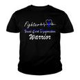 Fighter Vocal Cord Dysfunction Warrior Heartbeat Blue Ribbon Vcd Vocal Cord Dysfunction Awareness Youth T-shirt