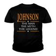 Johnson Name Gift Johnson The Man The Myth The Legend Youth T-shirt