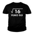 Kids Square Root Of 16 4Th Birthday 4 Years Old Math Youth T-shirt