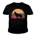 Moon Sunset Retro Howling At 80S Vintage Wolf Halloween S Youth T-shirt