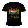 Rainbow Heart Skeleton Love Is Love Lgbt Gay Lesbian Pride Youth T-shirt