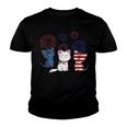 Red White Blue Cat Usa Flag 4Th Of July Patriotic Cat Lover Youth T-shirt