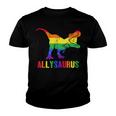 T Rex Dinosaur Lgbt Gay Pride Flag Allysaurus Ally Youth T-shirt