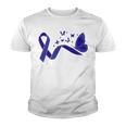 Alopecia Warrior Butterfly Blue Ribbon Alopecia Support Alopecia Awareness Youth T-shirt