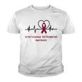 Arteriovenous Malformation Awareness Heartbeat Burgundy Ribbon Arteriovenous Malformation Support Arteriovenous Malformation Awareness Youth T-shirt