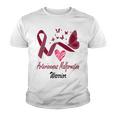 Arteriovenous Malformation Warrior Butterfly Funny Unicorn Burgundy Ribbon Arteriovenous Malformation Support Arteriovenous Malformation Awareness Youth T-shirt