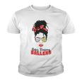 Baseball Busy Raising Ballers Momlife Mom Messy Bun Afro Mom Mothers Day Youth T-shirt