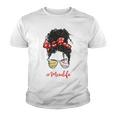 Baseball Softball Momlife Mom Messy Bun Afro Mom Mothers Day Youth T-shirt