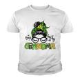 One Lucky Grandma Messy Bun Leopard St Patricks Day Youth T-shirt