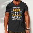 38Th Birthday Gift 38 Years Old Awesome Since March 1984 Birthday Men V-Neck Tshirt