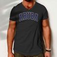 Aruba Varsity Style Navy Blue Text Men V-Neck Tshirt