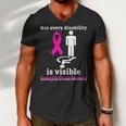 Every Disability Is Visible Eosinophilic Disease Awareness Pink Ribbon Eosinophilic Disease Eosinophilic Disease Awareness Men V-Neck Tshirt