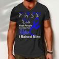 Fasd Dad Most People Never Meet Their Hero I Raised Mine Blue And Grey Ribbon Fetal Alcohol Spectrum Disorder Fetal Alcohol Spectrum Disorder Awareness Men V-Neck Tshirt